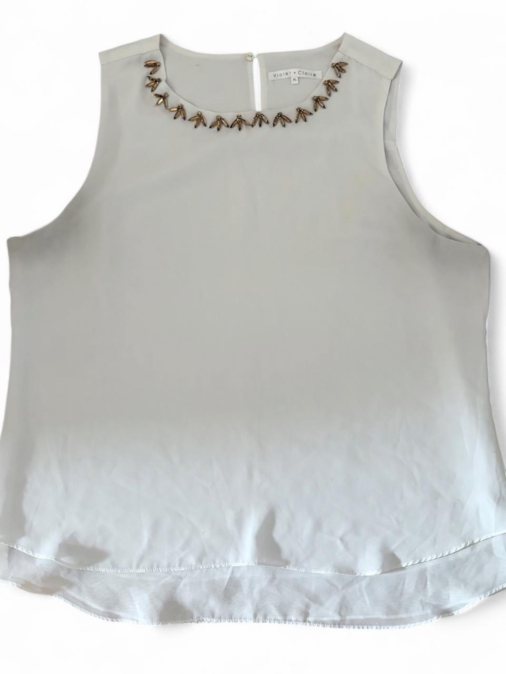 Violet + Claire White sleeveless blouse with beaded neckline Sz XL